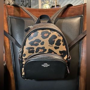 Coach leopard print mini backpack